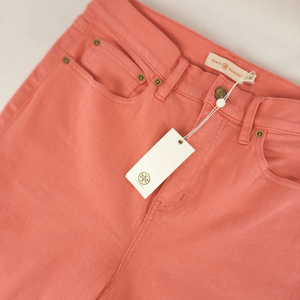 NWT Tory Burch Mara Sunrise Coral Jeans Size 30 - Picture 4 of 9